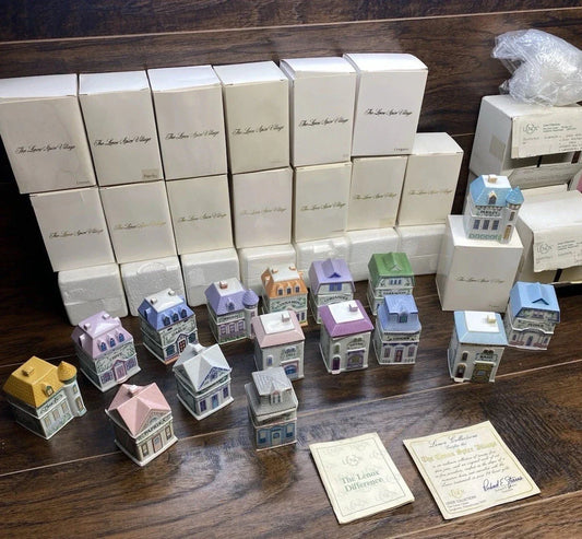 Vintage 1989 Lenox Spice Village 16 Piece Porcelain House Jar Collection